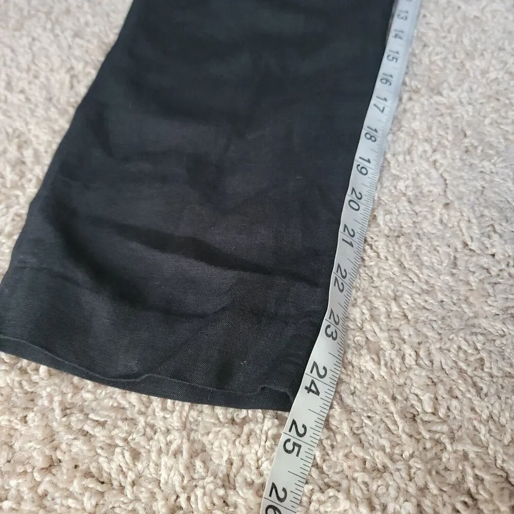Hm Paperbag Pants Size‎ 4 Black Linen Viscose Blend Tapered